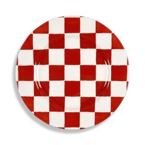 4 RARE PLATES Royal Stafford Red and White Chequers Checkered Dinner Plate